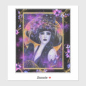 Sticker Solania Halloween sorcière avec corbeau par Renee  (Feuille)