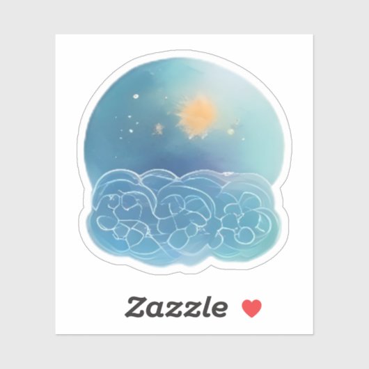 Sticker Solar Drift Above Azure Bloom (Feuille)