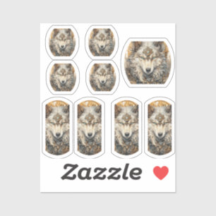 Sticker Solarpunk Wolf Blanc