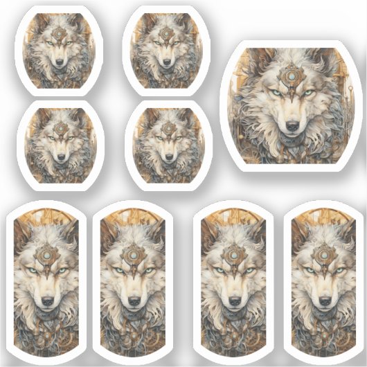 Sticker Solarpunk Wolf Blanc (Recto)