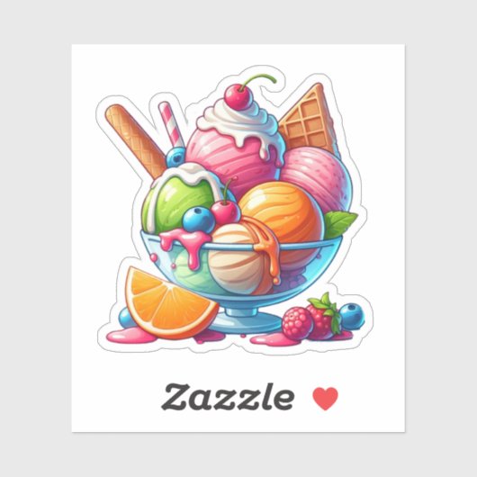 Sticker soleil crème glacée (Feuille)