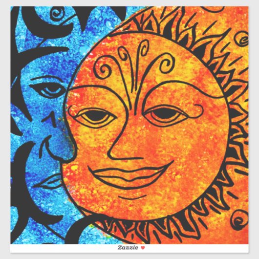 Sticker Soleil et Lune (Feuille)