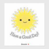 Sticker Soleil souriant Cute Kawaii (Feuille)
