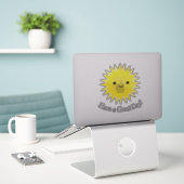 Sticker Soleil souriant Cute Kawaii (Ordinateur portable sur le bureau)