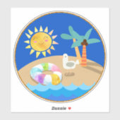 Sticker Soleil sur la plage Palmiers Seagull (Feuille)