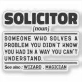 Sticker Solliciteur Noun Définition Avocat Cool En Droit D (Devant)
