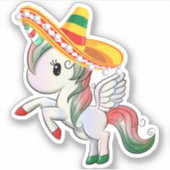 Sticker Sombrero portant Cinco de Mayo Unicorn Pegasus (Devant)