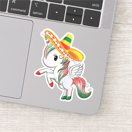 Sticker Sombrero portant Cinco de Mayo Unicorn Pegasus (Détail)