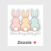 Sticker Some Bunny Loves You Contour personnalisé (Feuille)