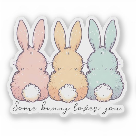 Sticker Some Bunny Loves You Contour personnalisé (Devant)
