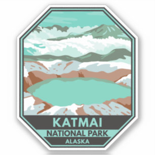 Sticker Sommet du parc national Katmai Crater Lake Alaska