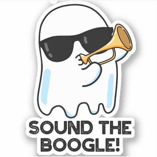 Sticker Son Boogle Funny Ghost Bugle Pun (Devant)