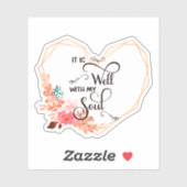 Sticker Son coeur floral rose est agréable (Feuille)