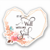 Sticker Son coeur floral rose est agréable (Devant)