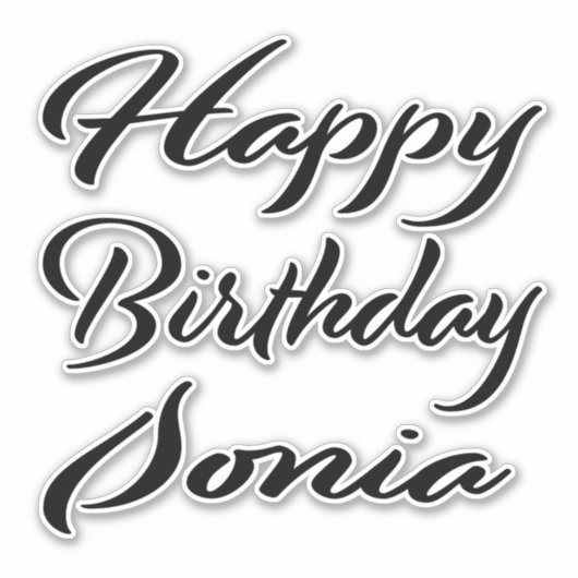 Sticker Sonia Nom Prénom Anniversaire de la Broderie noire (Devant)
