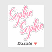 Sticker Sophie Nom Pink Cursive Police Lettrer x2 (Feuille)