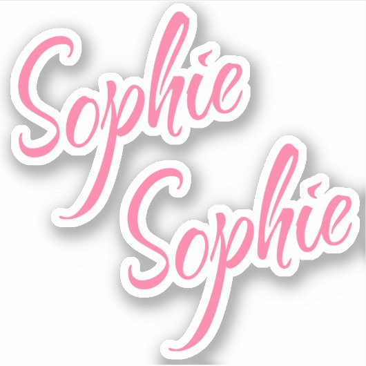 Sticker Sophie Nom Pink Cursive Police Lettrer x2 (Devant)