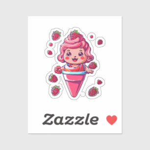 Sticker Sorbet framboise Kawaii