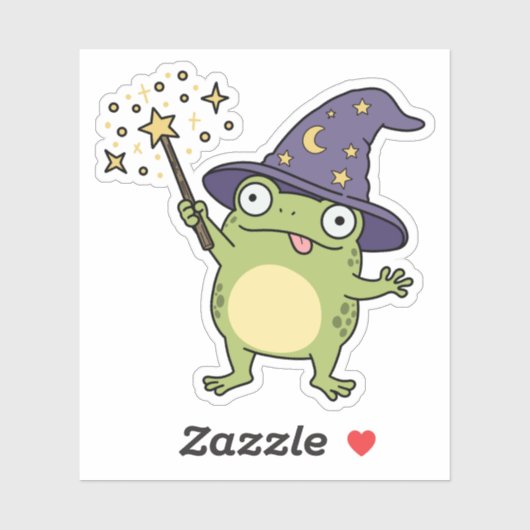 Sticker Sorcier Grenouille Lançant des Sorts (Feuille)