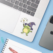 Sticker Sorcier Grenouille Lançant des Sorts (Ordinateur portable avec iPhone)