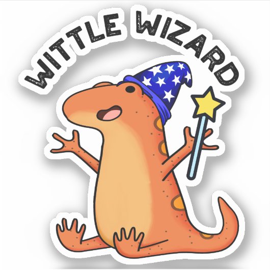 Sticker Sorcière Assistant Drôle Lizard Pun (Devant)