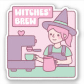 Sticker Sorcière Barista sorcières brasser café drôle (Devant)
