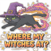 Sticker sorcière chat noir T-shirt classique (Devant)