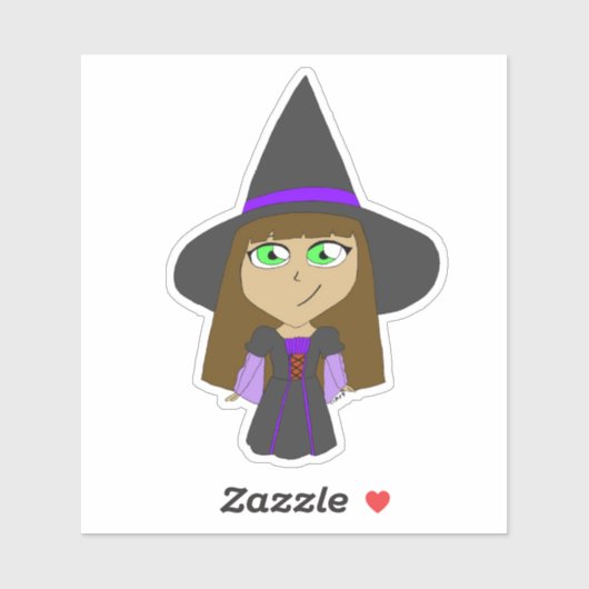 Sticker sorcière chibi (Feuille)