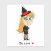 Sticker sorcière chibi (Feuille)