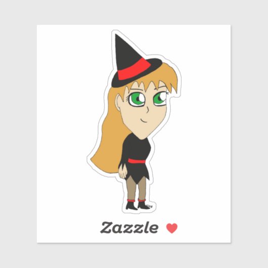 Sticker sorcière chibi (Feuille)