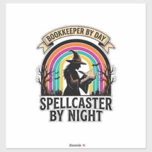 Sticker Sorcière Comptable Rétro Halloween Comptabilité De