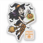 Sticker Sorcière de dessin - Approuvé par Halloween (Devant)