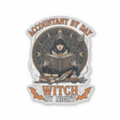 Sticker Sorcière de jour de comptable nuit de Halloween li (Devant)