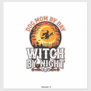 Sticker Sorcière de nuit Maman Chien Vintage Chemise Hallo