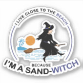 Sticker Sorcière de sable de plage pour la fête d'Hallowee (Devant)