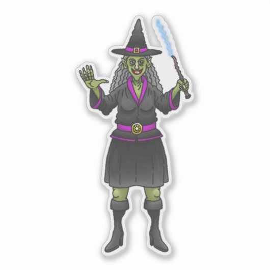 Sticker Sorcière d'Halloween verte (Devant)