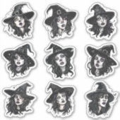 Sticker Sorcière gothique d'Halloween Punk (Devant)
