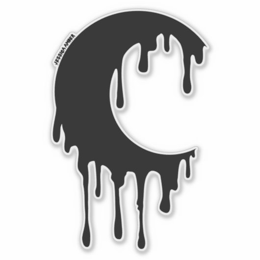 Sticker Sorcière gothique silhouette de lune noire gouttan (Devant)