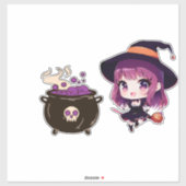 Sticker Sorcière/Halloween/automne/octobre (Feuille)