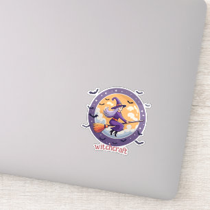 Sticker Sorcière Halloween ronde