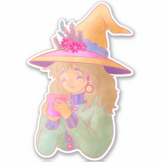 Sticker Sorcière Heureuse (Devant)