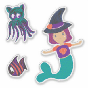 Sticker Sorcière Mermaid Cute Pastel et amis Éffrayants