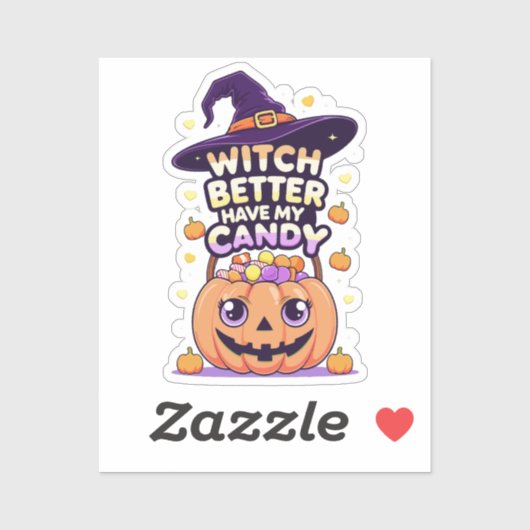Sticker Sorcière mieux avoir mon bonbon - mignonne Hallowe (Feuille)