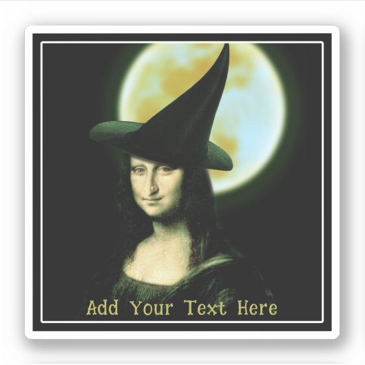 Sticker Sorcière Mona Lisa Halloween pleine lune (Devant)