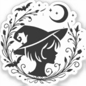Sticker Sorcière Pixie Wiccan Magie Halloween (Recto)