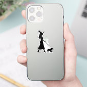 Sticker Sorcière promenant Frenchie (Téléphone)