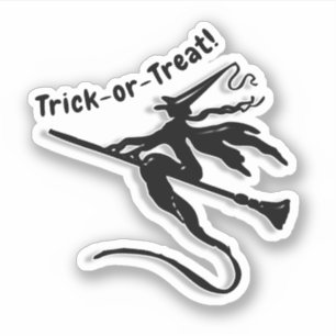 Sticker Sorcière sur balai Halloween