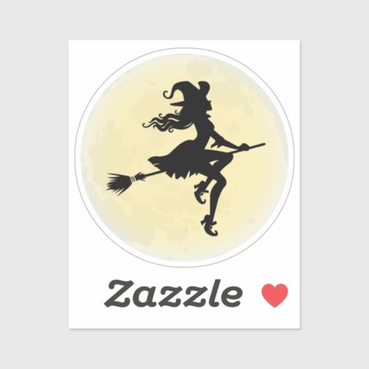 Sticker Sorcière sur un balai (Feuille)