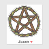 Sticker Sorcière verte Pagan Pentacle Nature Wicca (Feuille)