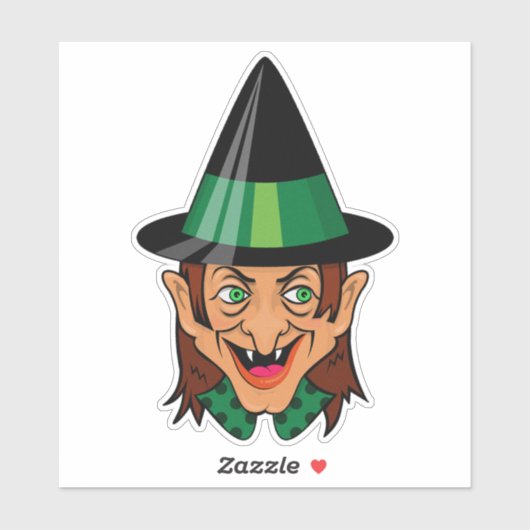 Sticker Sorcière vintage d'Halloween (Feuille)